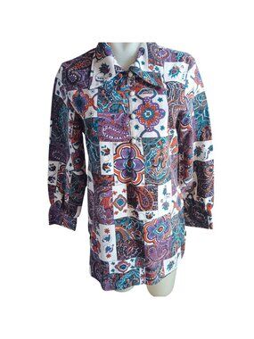 True Vintage Women's Medium Top 1970s Beeline Pullover Blouse Frock Groovy Mom